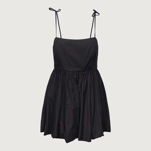 Oak + Fort BUBBLE HEM MINI DRESS with adjustable straps/Black Spaghetti Strap